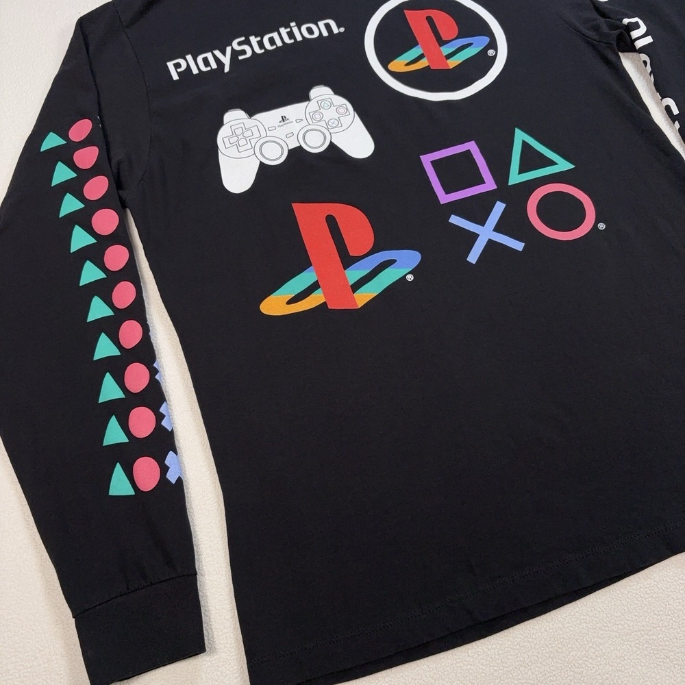 PlayStation Graphic T-Shirt M Black 100% Cotton Sony Video Game Y2K Spellout - Picture 6 of 16